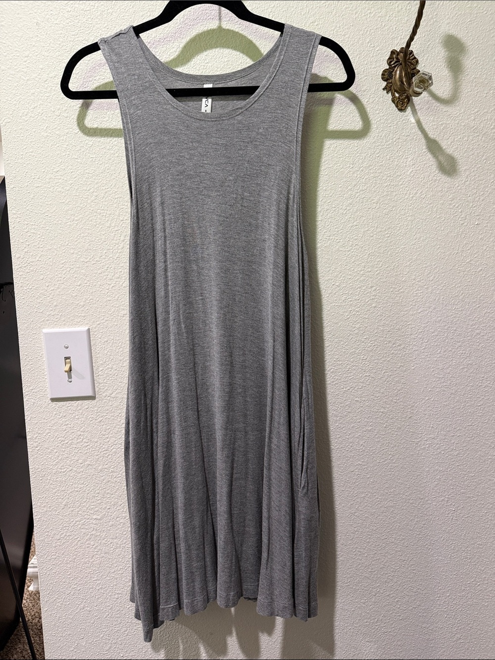 RVCA Grey Sleeveless Midi Swing Dress